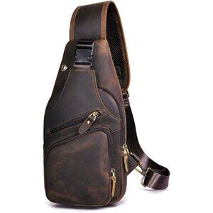 Men Fashion Casual Tea Designer Travel Hiking Crossbody Chest Sling Bag Rig One